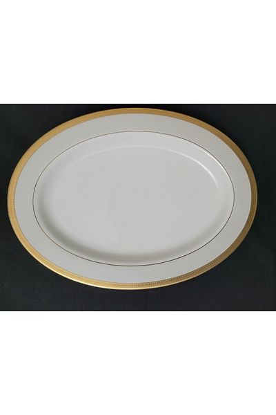 Kütahya Porselen 32X24 cm Boat Plate - Gold Detailed