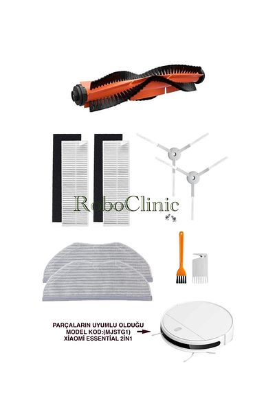 Roboclinic Xiaomi Essential Mjstg1 - مجموعة تجديد متوافقة مكونة من 9 قطع وفرشاة وممسحة مرشح