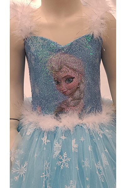 Okay Girl's Glittery Frozen Evening Dress with Tarlan