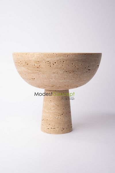 Modestmar Ivory Travertine Standing Bowl 22cm