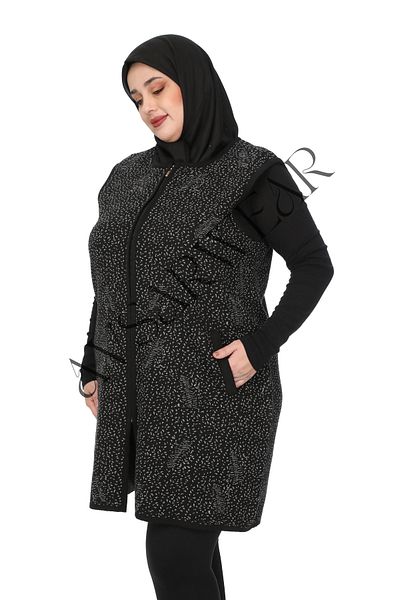 AVSARWEAR Plus Size Mother Vest with Dotted Leaf Pattern Pockets Avsarwear