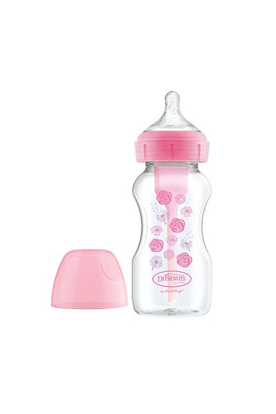 Dr.Brown's Wide Mouth Anti-Colic Options+ Pp Pink Patterned Baby Bottle Cup Advantageous Set