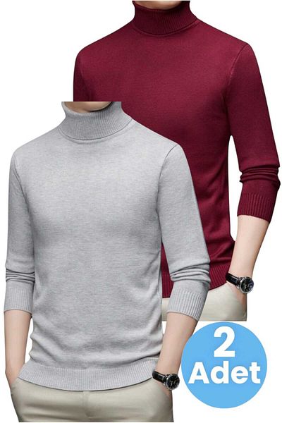 Uniquetrenders 2-Piece Men's Non-Pilling Throat Knitwear Sweater Fisherman Knitwear Sweater