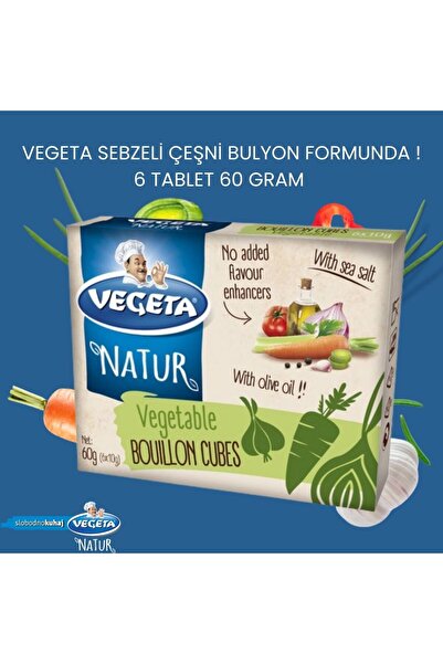 Vegeta NATUR SEBZELİ BALKAN ÇEŞNİSİ TABLET FORMUNDA 6LI PAKET (60 GRAM )