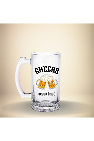 VRHediye CHEERS İSME ÖZEL CAM BİRA BARDAĞI