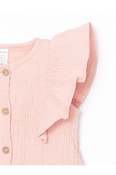 LC Waikiki Lcw Baby Pink Crew Neck Textured Girls' Shirt and Pants 2-Piece