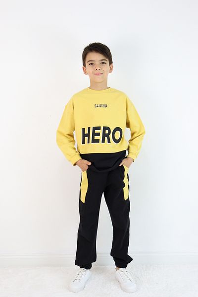 Pijamella Boy's 2-Piece Set Oversize Sweatshirt-Waist Elastic Bottom Tracksuit Set