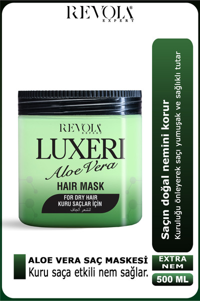 REVOLA EXPERT Luxeri Aloe Vera saç maskesi, kuru saçları nemlendirir ve yumuş...