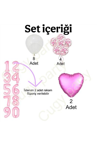 CUGY 34 Years Old White Pink Heart Detailed Special Day Birthday Party Celebration Set