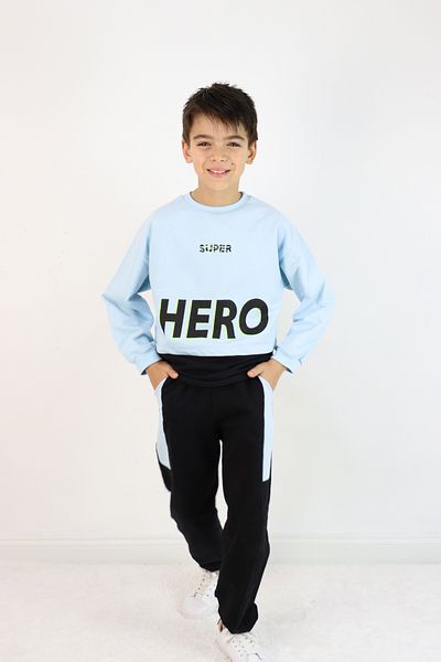 Pijamella Boy's 2-Piece Set Oversize Sweatshirt-Waist Elastic Bottom Tracksuit Set