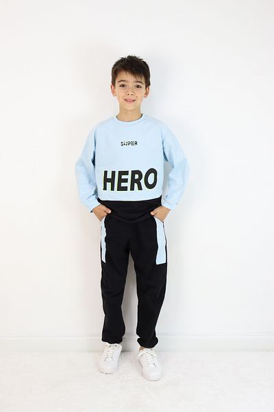 Pijamella Boy's 2-Piece Set Oversize Sweatshirt-Waist Elastic Bottom Tracksuit Set
