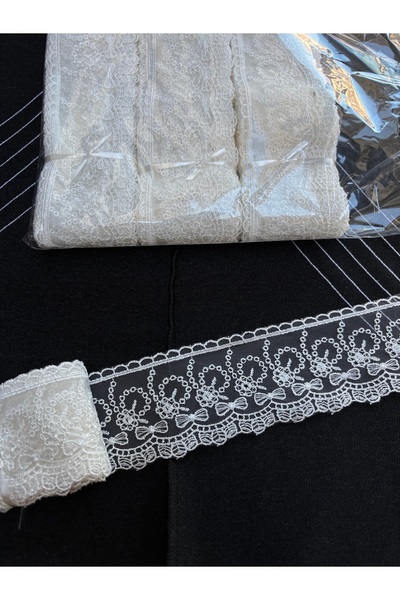Butik Uç Güpür geniş kurdele desen imza tekstil top 9 metre Fransız dantel iş...