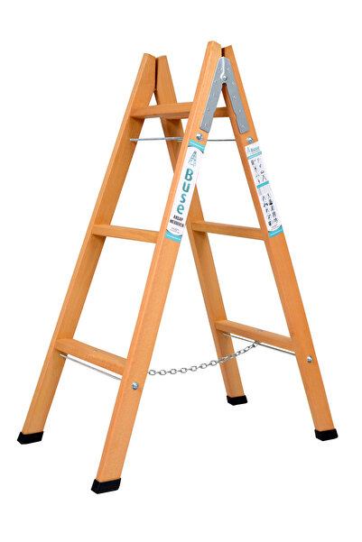 BUSE AHŞAP MERDİVEN 3+3 Çift Çıkışlı Geniş Basamaklı A Tipi Ahşap Merdiven 11...