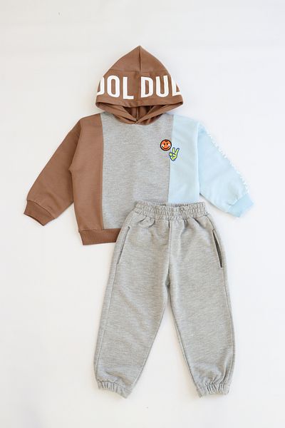Pijamella Boy's 2-Piece Set Cool Printed Oversize Sweatshirt-Waist Elastic Bottom Tracksuit Set