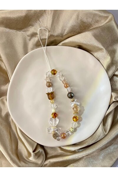 The Pearl Collection El Yapımı Kahverengi Sonbahar Telefon Charmı