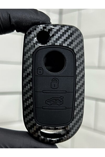 GMA KEYS Lux Fiat Egea Switchblade 3 butoane Carcasa comutatorului din carbon...