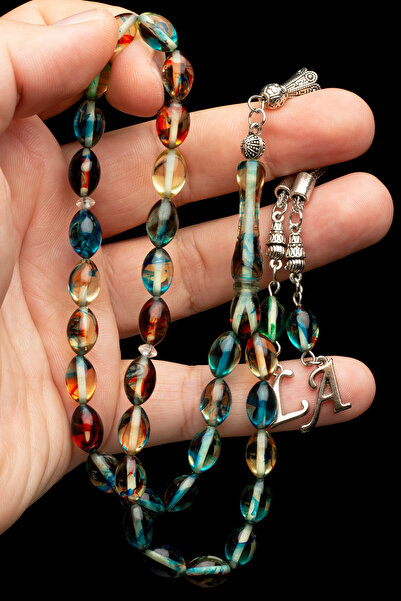 OTTOTESBİH Cadou pentru bărbați, cu litere placate cu argint, cu ciucuri, rozariu de chihlimbar