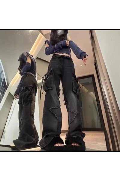 DENİKK Yudoowear فضفاض جيب ستار جان السراويل جيب البضائع