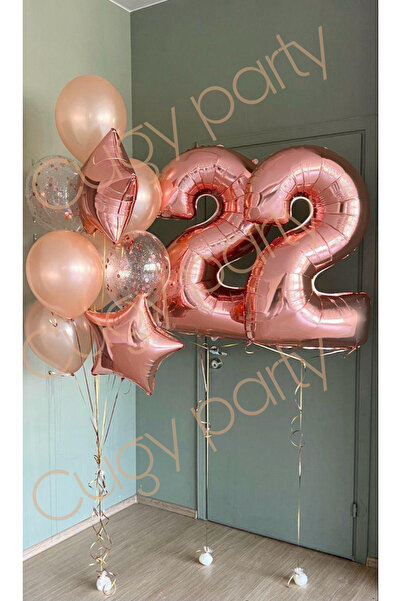 CUGY 22 YAŞ YETİŞKİN ROSEGOLD ÖZEL GÜN DOĞUM GÜNÜ PARTİ KUTLAMA SETİ