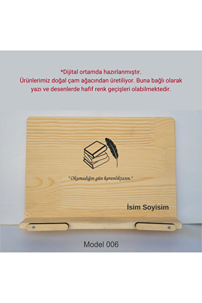 münzevi İsme Özel Masaüstü Rahle/ Kitap Tutucu - Okumadığın Gün Karanlıktasın...