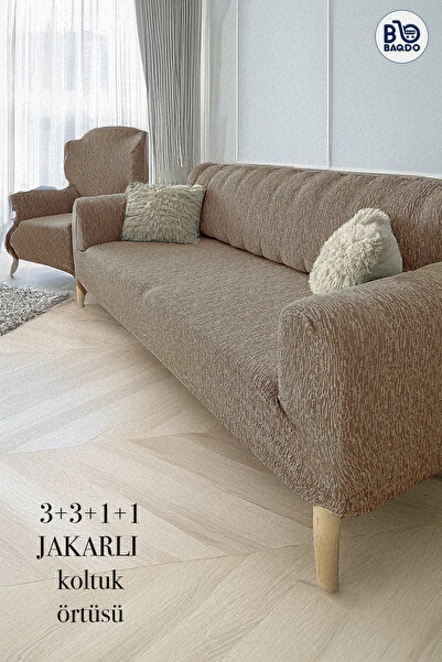 BAQDO Husă elastică pentru canapea, model jacquard, model simplu 3 3 1 1, hus...