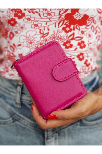 yedideri Fuchsia Real Leather Small Women's Wallet - Zippered