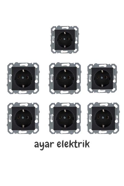 Netelsan 7 Pieces Byobu Black Grounded Socket - Frameless