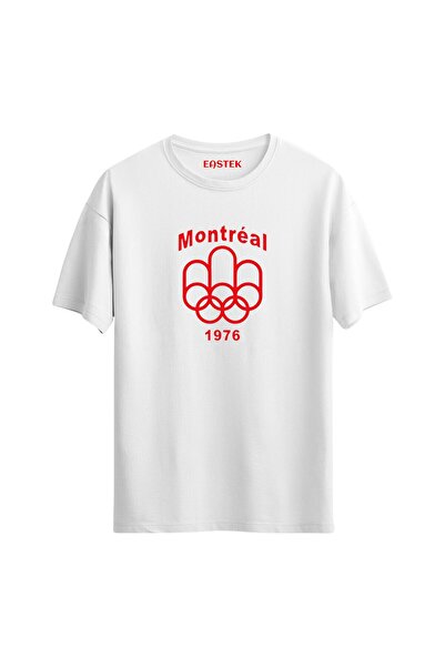 Eastek تي شيرت أبيض مطبوع للجنسين من مونتريال