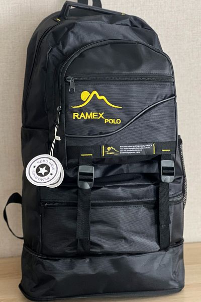 NEMO GROUP Black Mountaineer Backpack, Bellows, 55Lt, Camping Bag, Earthquake Bag, Water Resistant Fabric