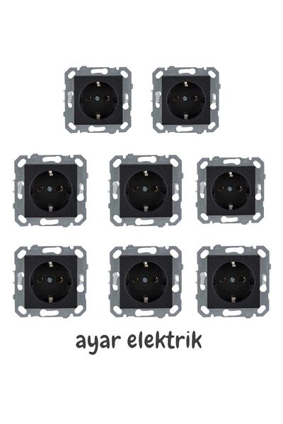 Netelsan Black Grounded Byobu Socket - 8 Unframed
