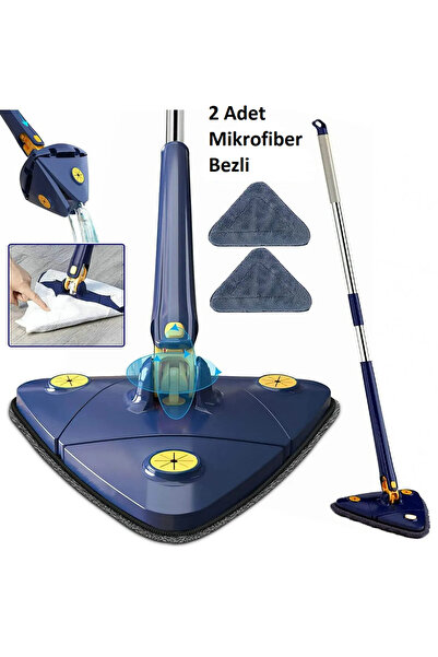 Jetcom Üçgen Mop Cam Duvar Tavan Fayans Parke Temizleyici Teleskopik Sap