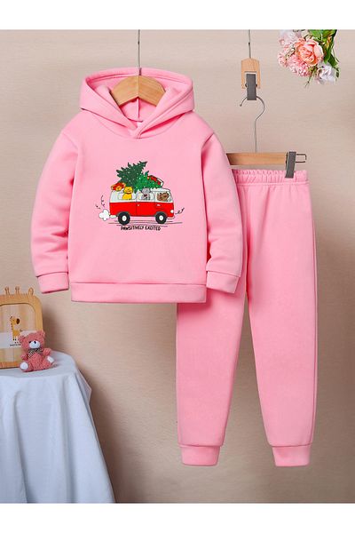 Let's Wear عيد الميلاد القط المطبوعة قسط 3 طقم بدلة رياضية مدمجة من Yarn - طقم رياضي مكون من قطعتين