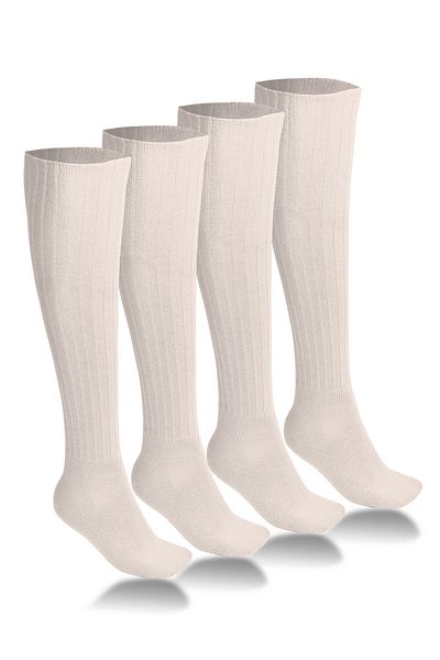 CİHO Ciho Socks 4 - Winter Ecru Wool Women's Boots and Sleep Socks, Soft Touch