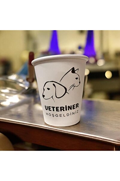 SBStrend Kedi Köpek Veteriner temalı Tek kullanımlık 7 Oz 200 Adet Karton Bardak