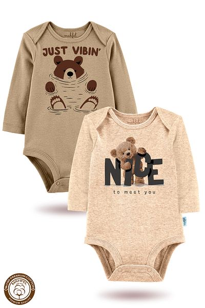 MAHFEL 2-Piece 100% Cotton Organic Printed Snap Fastener Baby Bodysuit