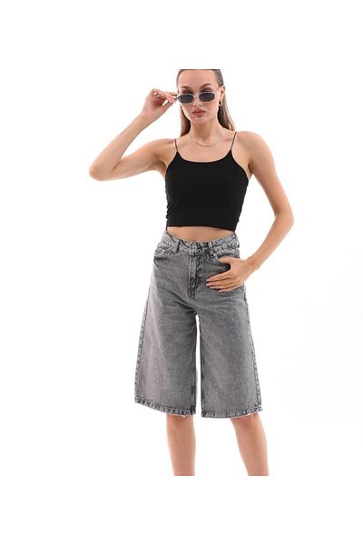 DENİKK Yudoowear, bermude scurte de blugi rodeo negri pentru femei