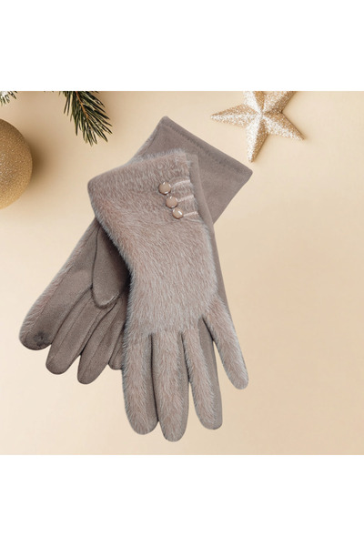 Özyıldırım Çarşı Pazar قفازات نسائية قطيفة + كشمير + لمسة + تصميم أنيق مقاوم للبرد