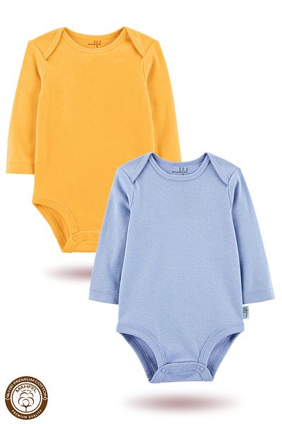 MAHFEL 2-Piece 100% Cotton Organic Printed Snap Fastener Baby Bodysuit
