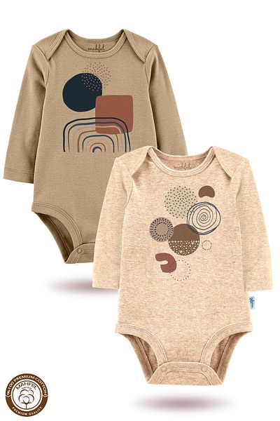 MAHFEL 2-Piece 100% Cotton Organic Printed Snap Fastener Baby Bodysuit