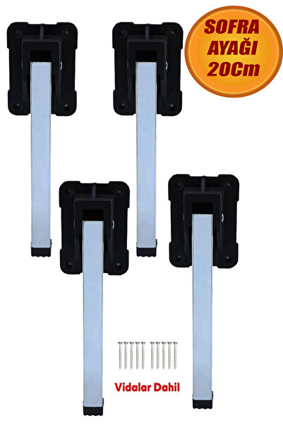 NUBLADO Yer Sofra Ayağı Ayak Metal Plastik Siyah Taban Katlanır Yer Sofrası Sini Altı 20 Cm (4 ADET).