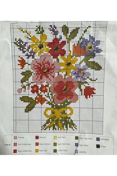 BALIM ÖRGÜ EVİ Balım Knitting House Kit Cruce de Tricotate cu Scripete Buchet de Flori 19cm