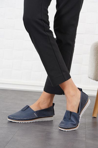 Moda Pie Piele naturală moale - Pantofi de damă Clog Cloper, piele albastră denim