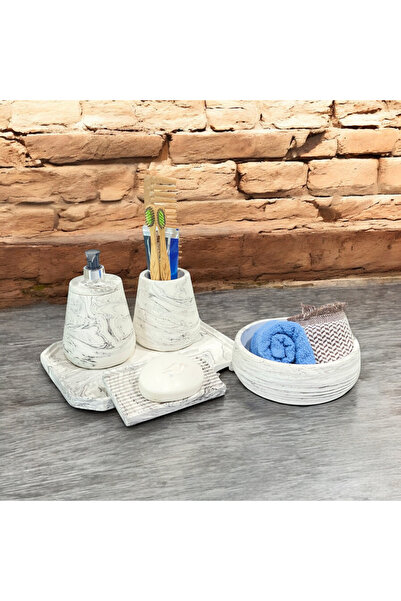 Chiko Mall Set de baie din beton cu design elegant - 5 piese