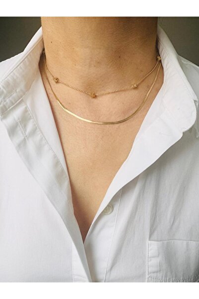 DEVİ fashion Çelik İkili Yonca  Zincir  Kolye