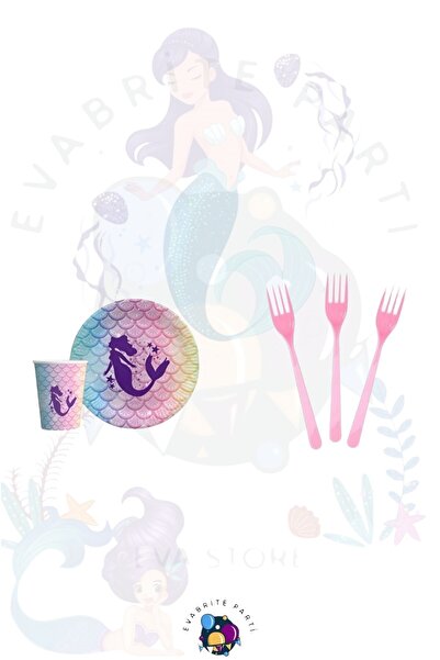 Evabrite مجموعة مكونة من 8 قطع تحت عنوان حورية البحر مينا - مجموعة لوازم حفلا...