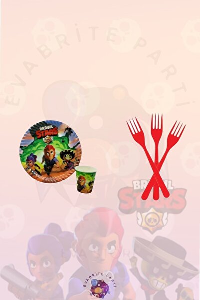 Evabrite Set tematic Brawl Stars pentru 8 persoane Minia - Set pentru petrece...