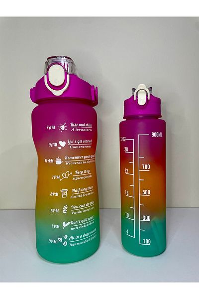 HACIOGLU STORE Set of 3 Bpa Free Motivational Water Bottles