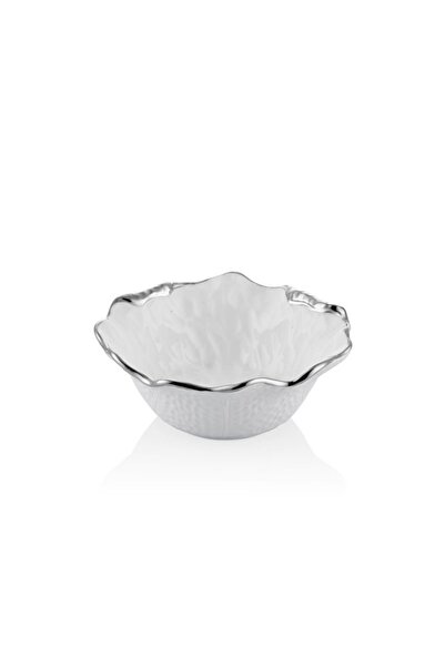 Joy Carmen Curve Porselen Beyaz Silver 6 Lı Çorba Kasesi 15X15X6 CM