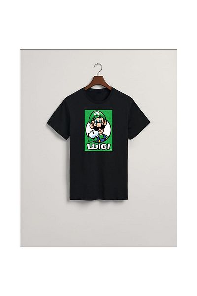 MarkaTurko Tricou cu design special din bumbac pieptănat negru imprimat Luigi 105