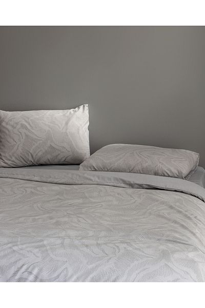 Madame Coco Coyan King Size Cotton Printed Duvet Cover Set - Gray